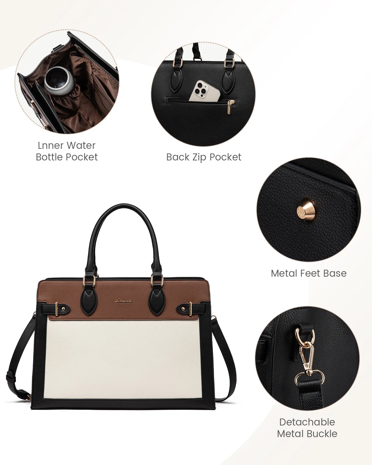 JMT-762634 Stylish Women's Briefcase for Office and Travel - Fits 15.6 to 17-Inch Laptops
