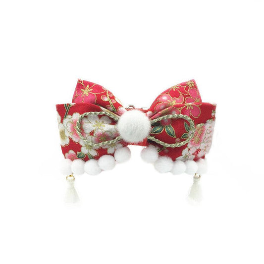 JMT-763466 Handmade Red Festive Sushi Bow Collar for Cats and Dogs - Adjustable Sizes