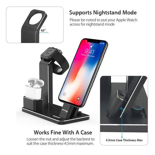 JMT-763658 4-in-1 Wireless Charging Dock for AirPods and Devices, Fast Charging, USB-C Compatible, ABS Material