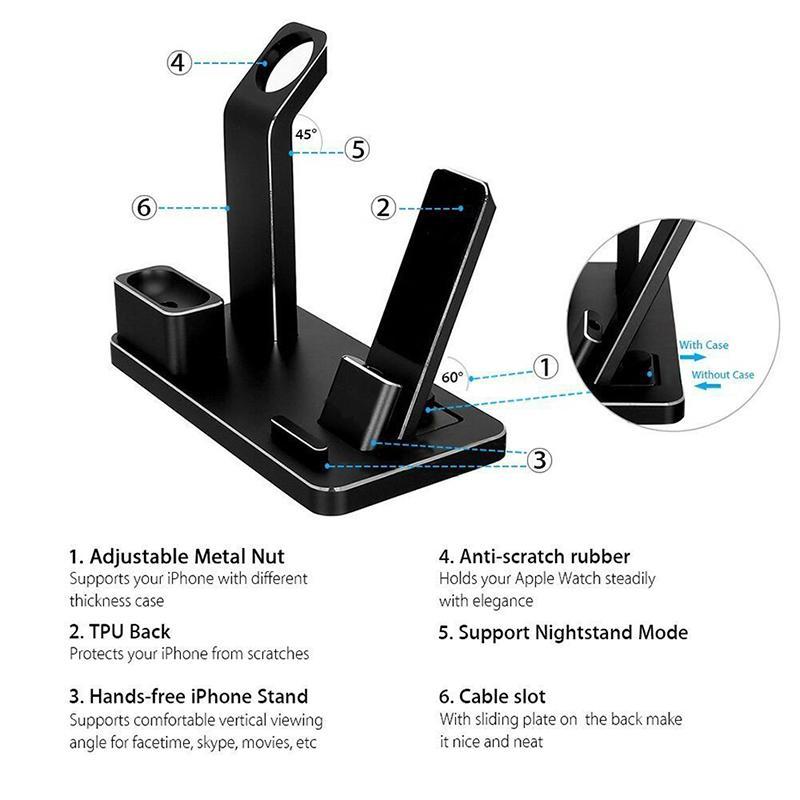 JMT-763658 4-in-1 Wireless Charging Dock for AirPods and Devices, Fast Charging, USB-C Compatible, ABS Material