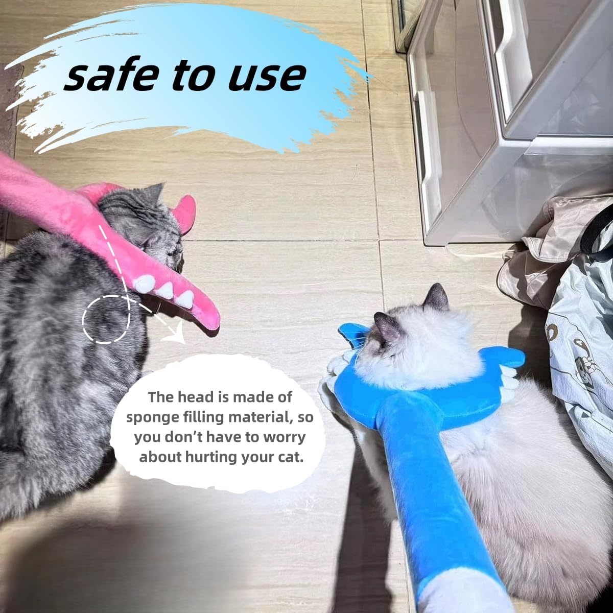 JMT-763786 Interactive Plush Cat Wand Toy for Indoor Cats - 70cm Long – Safe, Versatile Play and Massage Tool