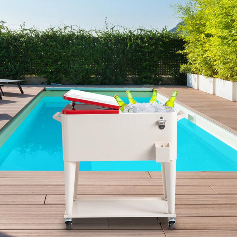 JMT-763850 Refrigeration and Insulation Trolley with Rectangular Plastic Box and Iron Leg Tubes, Dimensions 87.5x38.5x91cm