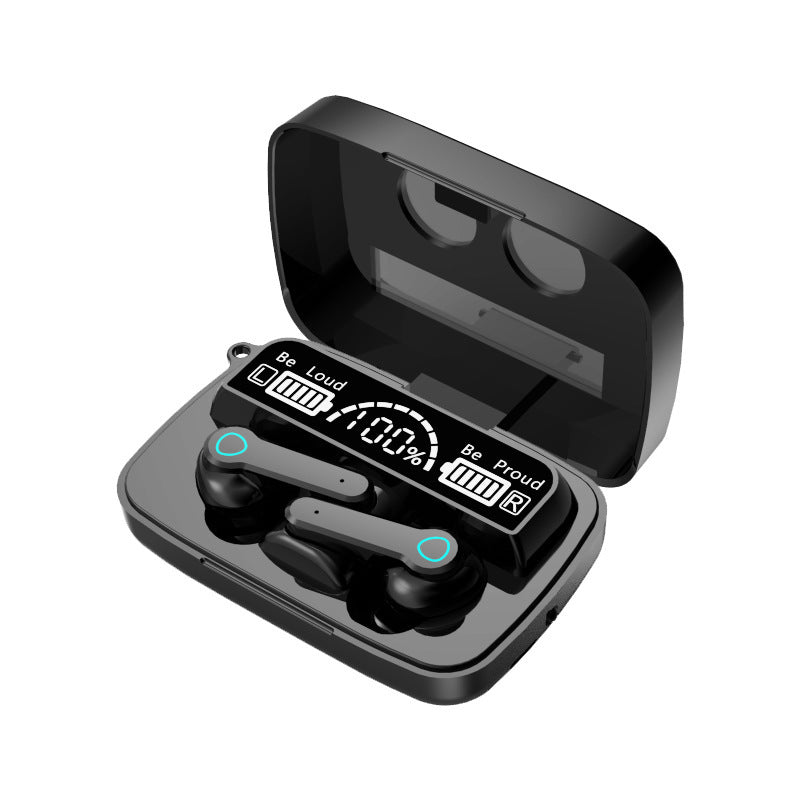JMT-764106 Bluetooth Binaural Headset with Stereo Sound, 20m Range, Call Function, Voice Control, and Battery Display - M19 Black