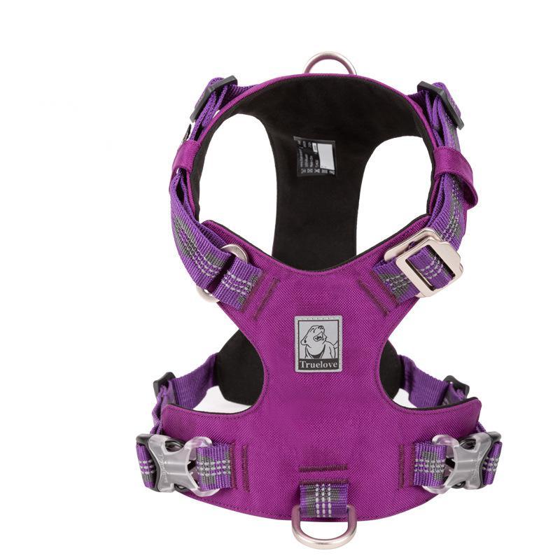 JMT-764298 Traction Waterproof Reflective Pet Dog Chest Strap in Army Green, Black, and Purple - Size XXS to XL