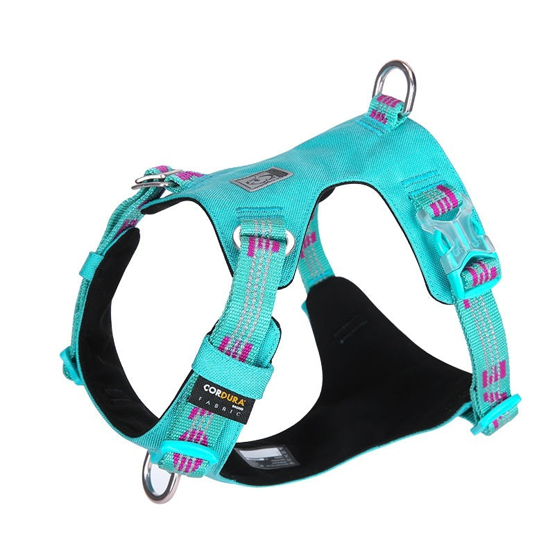 JMT-764298 Traction Waterproof Reflective Pet Dog Chest Strap in Army Green, Black, and Purple - Size XXS to XL