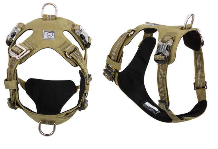 JMT-764298 Traction Waterproof Reflective Pet Dog Chest Strap in Army Green, Black, and Purple - Size XXS to XL