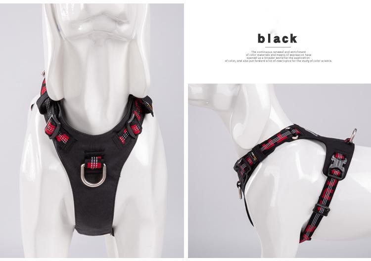 JMT-764298 Traction Waterproof Reflective Pet Dog Chest Strap in Army Green, Black, and Purple - Size XXS to XL