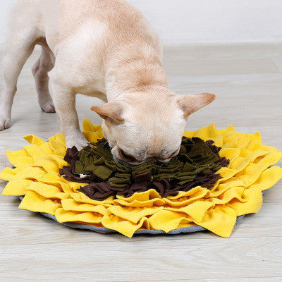 JMT-764426 Sunflower Sniffing Pad for Dogs - Anti-Mite Food Training Blanket, Soft Fleece Puzzle Mat, 48x48cm