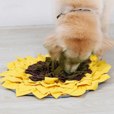 JMT-764426 Sunflower Sniffing Pad for Dogs - Anti-Mite Food Training Blanket, Soft Fleece Puzzle Mat, 48x48cm