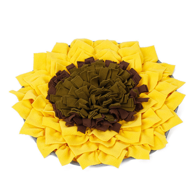 JMT-764426 Sunflower Sniffing Pad for Dogs - Anti-Mite Food Training Blanket, Soft Fleece Puzzle Mat, 48x48cm
