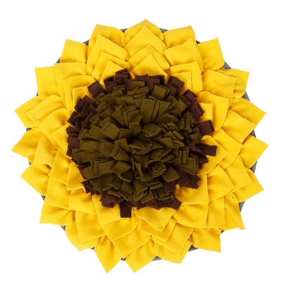 JMT-764426 Sunflower Sniffing Pad for Dogs - Anti-Mite Food Training Blanket, Soft Fleece Puzzle Mat, 48x48cm