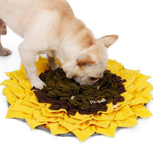 JMT-764426 Sunflower Sniffing Pad for Dogs - Anti-Mite Food Training Blanket, Soft Fleece Puzzle Mat, 48x48cm