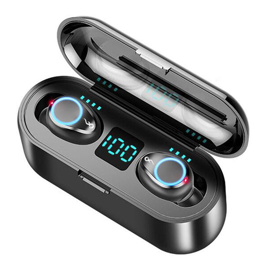 JMT-764618 F9 Wireless Bluetooth 5.1 Headset with Digital Display and Binaural In-Ear Design