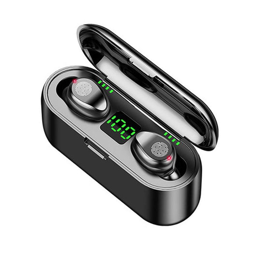 JMT-764618 F9 Wireless Bluetooth 5.1 Headset with Digital Display and Binaural In-Ear Design