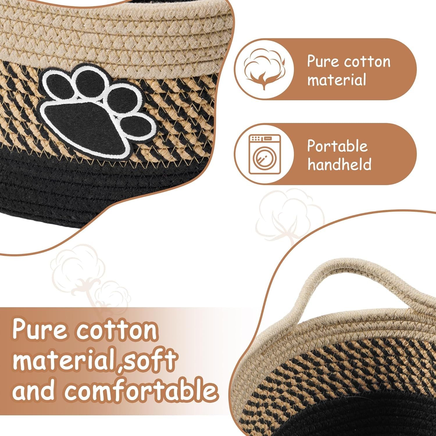 JMT-764938 Handmade Light Beige Woven Storage Basket with Handle for Organizing Toys, Nursery Décor, and Home Essentials