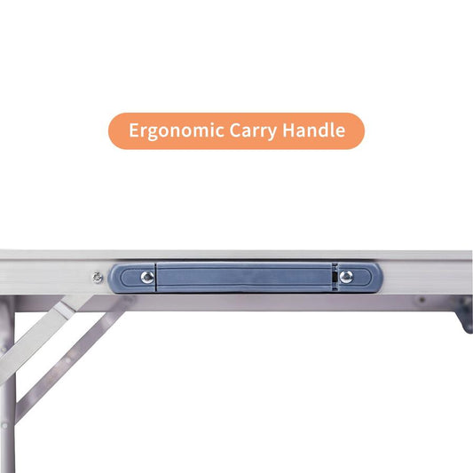 JMT-765002 6ft Black Aluminum Alloy Tri-Fold Outdoor Folding Table, 50kg Weight Capacity