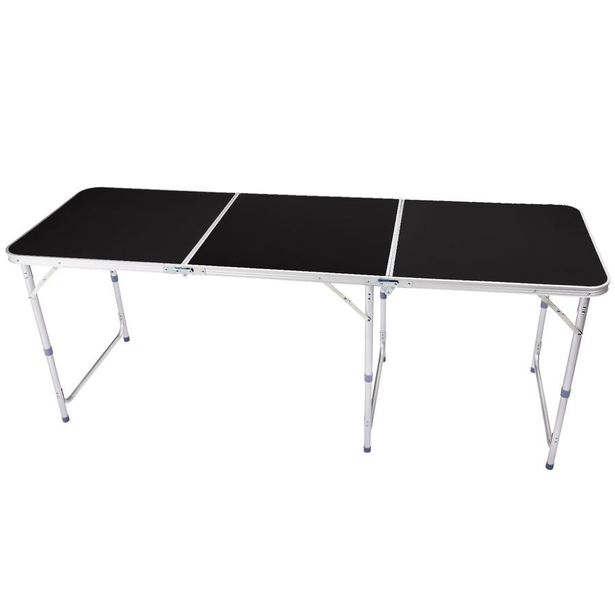 JMT-765002 6ft Black Aluminum Alloy Tri-Fold Outdoor Folding Table, 50kg Weight Capacity