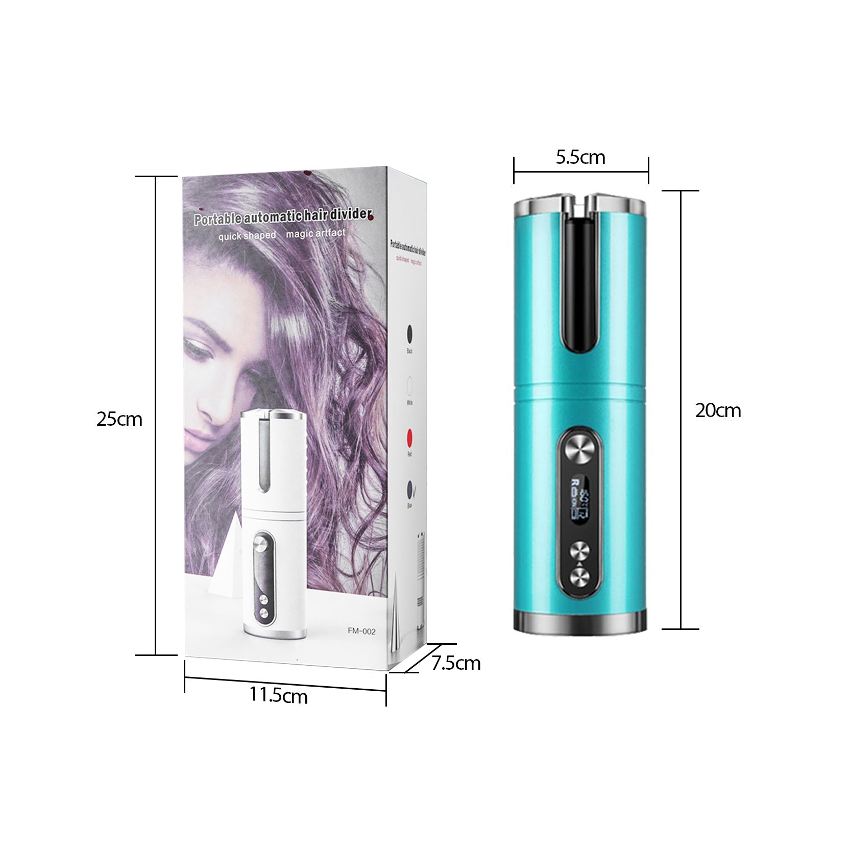 JMT-765258 Automatic Electric Curling Iron with Rotating Tourmaline Ceramic Rod, 21mm-30mm Diameter, 10 Temperature Settings, Available in Multiple Colors