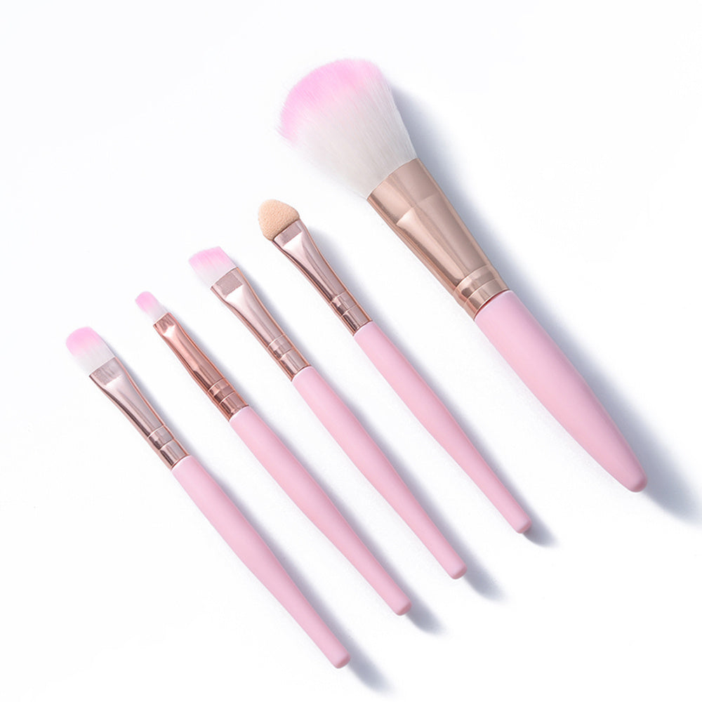 JMT-765386 5-Piece Makeup Brush Set with Soft High-Grade Fiber Bristles and Plastic Handles for Flawless Application