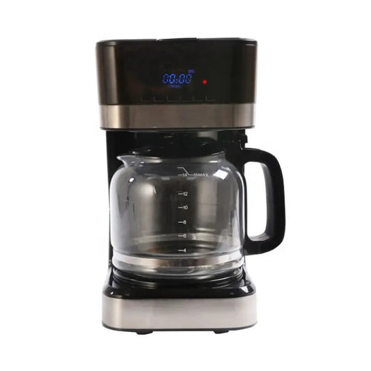 JMT-765386 LCD Timer Glass Jar Coffee Maker with Warm Plate for Drip Brewing in Europe