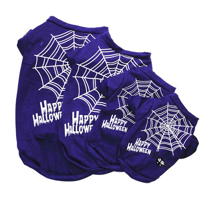 JMT-766026 Casual Cotton Halloween Pumpkin Dog Vest in Black and Purple - Sizes XS to L Available