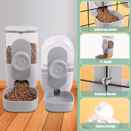 JMT-766090 Hanging Automatic Pet Food and Water Dispenser Set for Small Animals - Ideal for Rabbits, Ferrets, and Cats