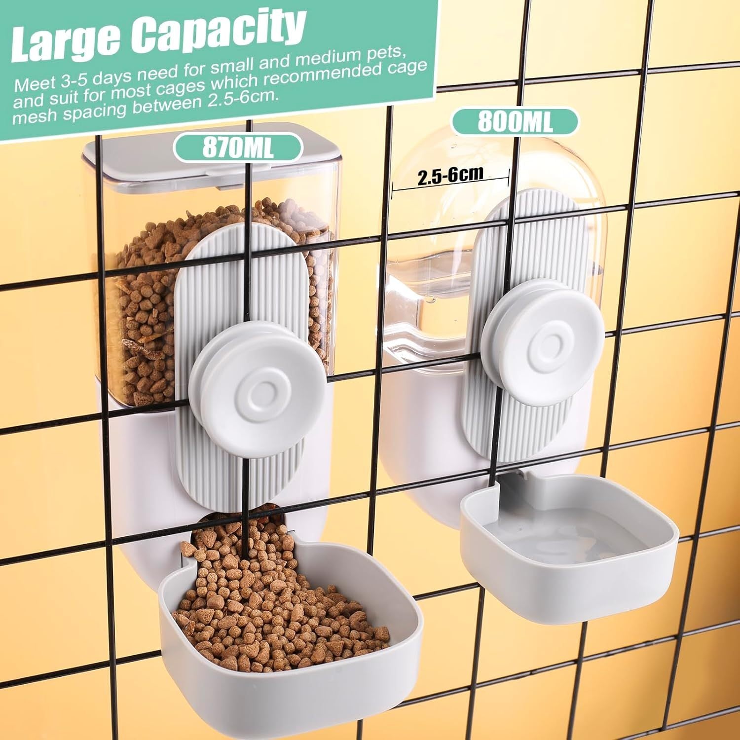 JMT-766090 Hanging Automatic Pet Food and Water Dispenser Set for Small Animals - Ideal for Rabbits, Ferrets, and Cats