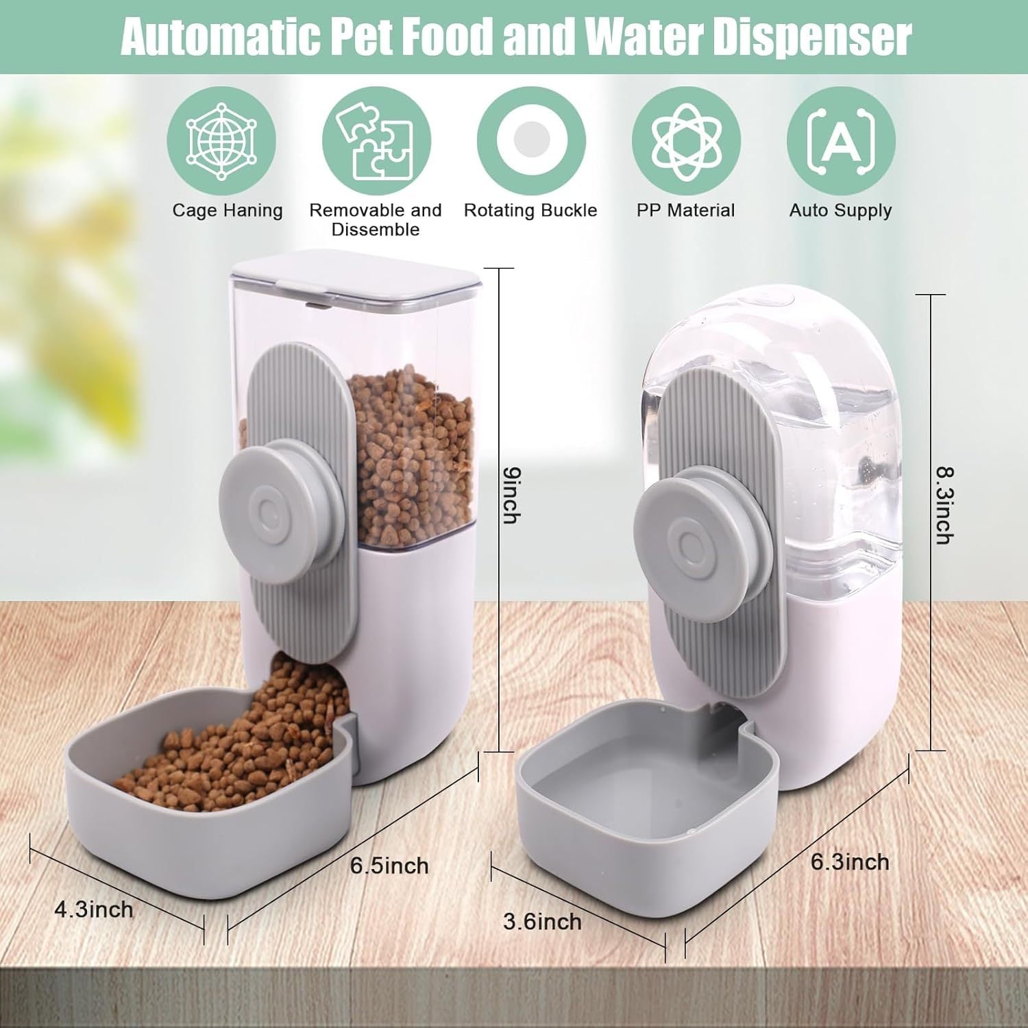 JMT-766090 Hanging Automatic Pet Food and Water Dispenser Set for Small Animals - Ideal for Rabbits, Ferrets, and Cats