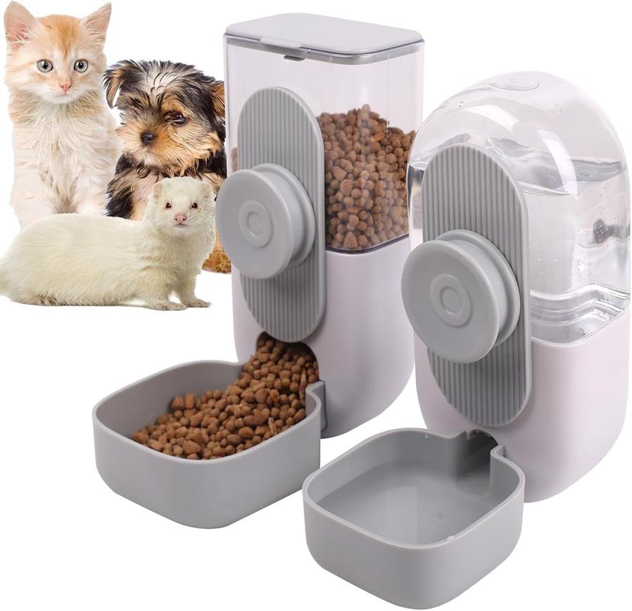 JMT-766090 Hanging Automatic Pet Food and Water Dispenser Set for Small Animals - Ideal for Rabbits, Ferrets, and Cats