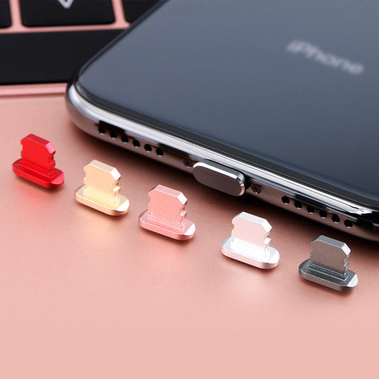 JMT-766282 Aluminum Alloy Mobile Phone Charging Port Dust Plug for iPhone and Note Models - Various Colors Available