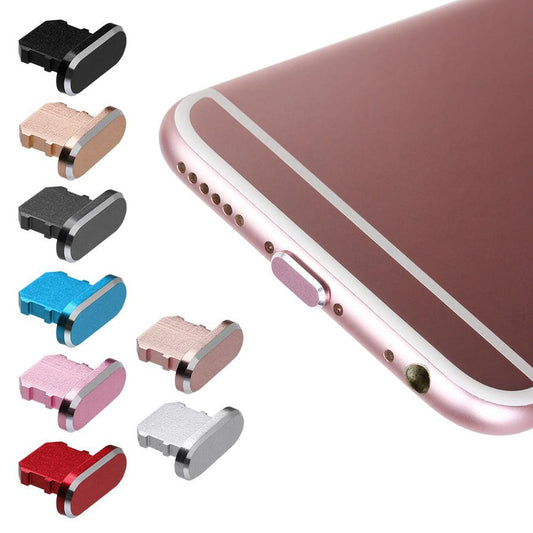 JMT-766282 Aluminum Alloy Mobile Phone Charging Port Dust Plug for iPhone and Note Models - Various Colors Available