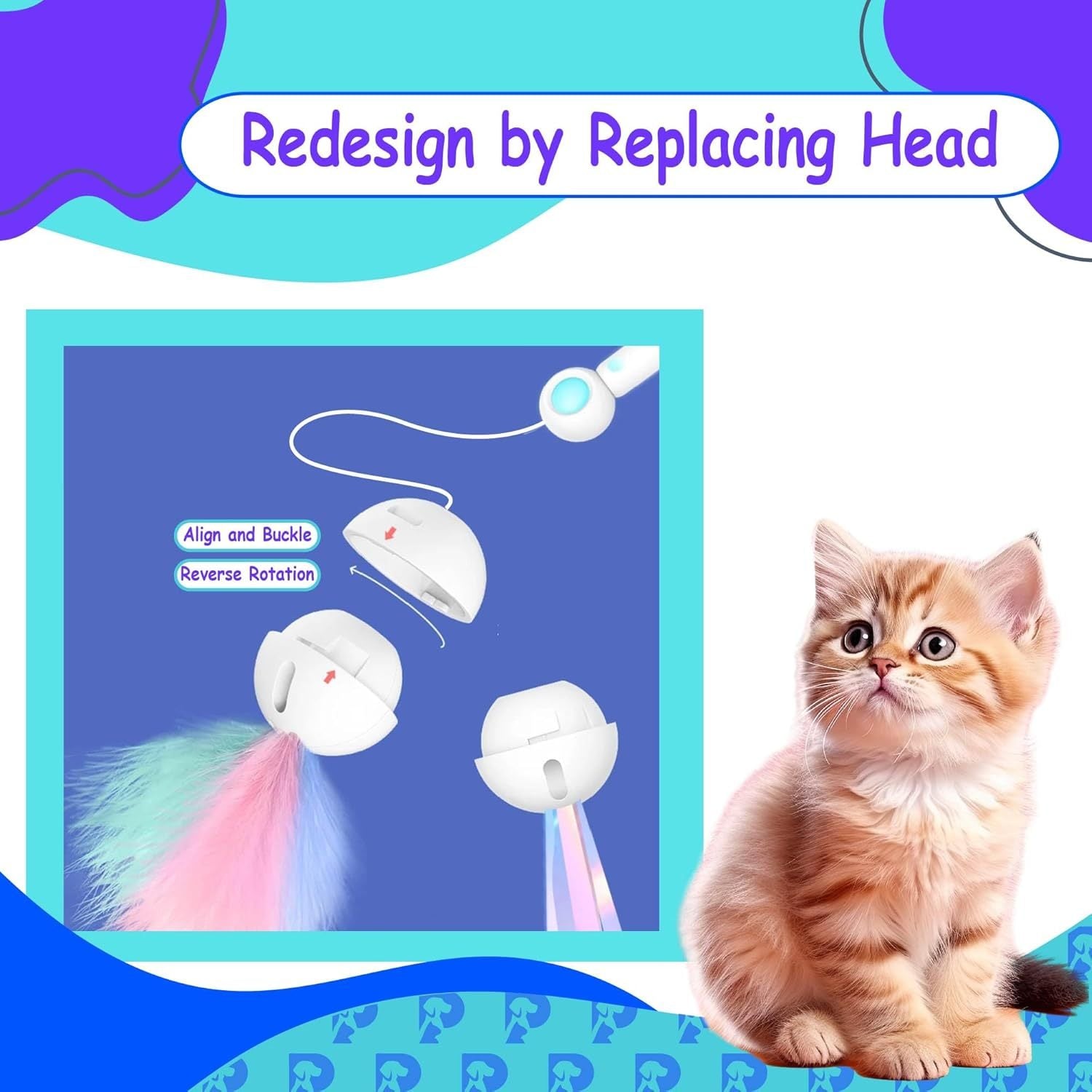 JMT-766410 Adjustable Cat Wand Toy - Extends from 8 to 17 Inches for Versatile Play