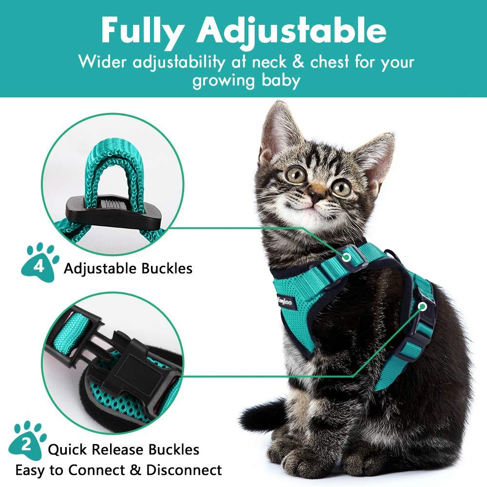 JMT-766602 Adjustable Reflective Soft Mesh Cat Vest Harness with Car Seat Belt Adapter for Kittens and Puppies