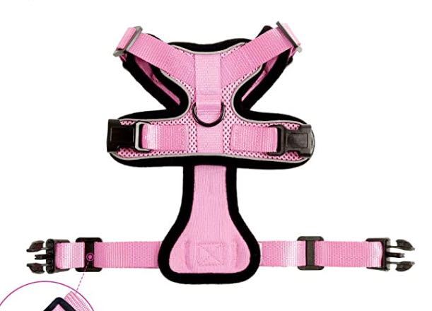 JMT-766602 Adjustable Reflective Soft Mesh Cat Vest Harness with Car Seat Belt Adapter for Kittens and Puppies