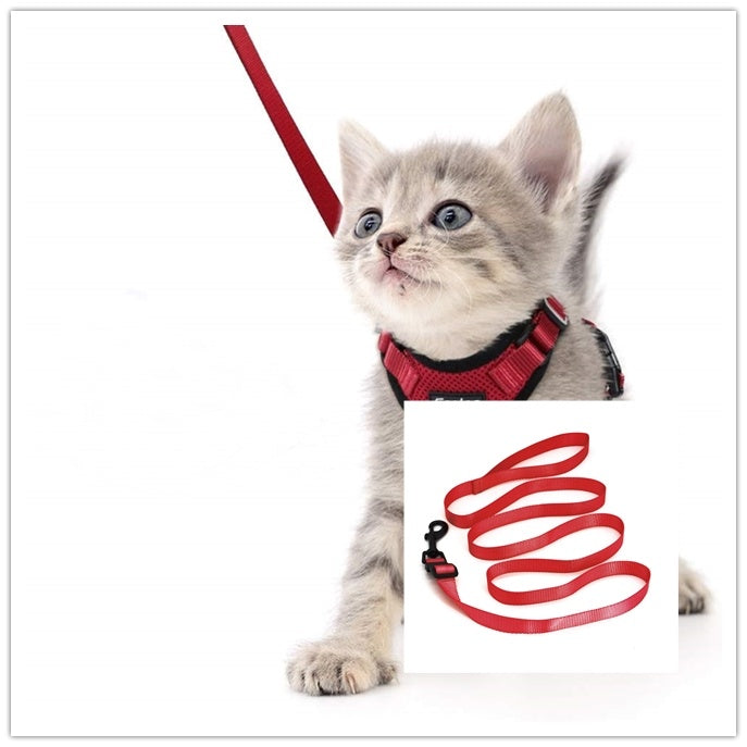 JMT-766602 Adjustable Reflective Soft Mesh Cat Vest Harness with Car Seat Belt Adapter for Kittens and Puppies