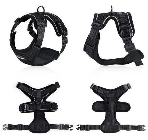 JMT-766602 Adjustable Reflective Soft Mesh Cat Vest Harness with Car Seat Belt Adapter for Kittens and Puppies