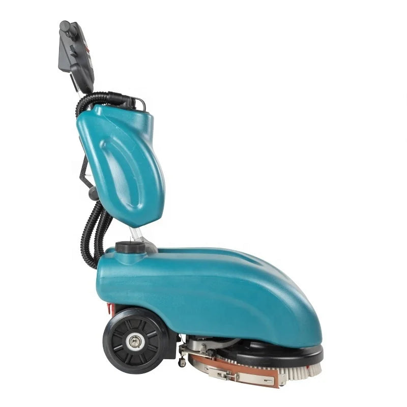 JMT-766730 Orange Mini Hand Push Battery-Powered Floor Cleaning Scrubber Dryer for Tile and Epoxy Surfaces