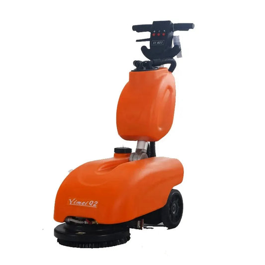JMT-766730 Orange Mini Hand Push Battery-Powered Floor Cleaning Scrubber Dryer for Tile and Epoxy Surfaces