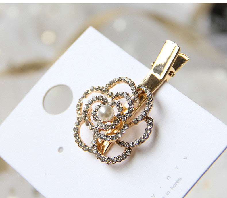 JMT-766794 Elegant Pearl Flower Hairpin for Women - Korean Style Alloy Side Clip Accessory