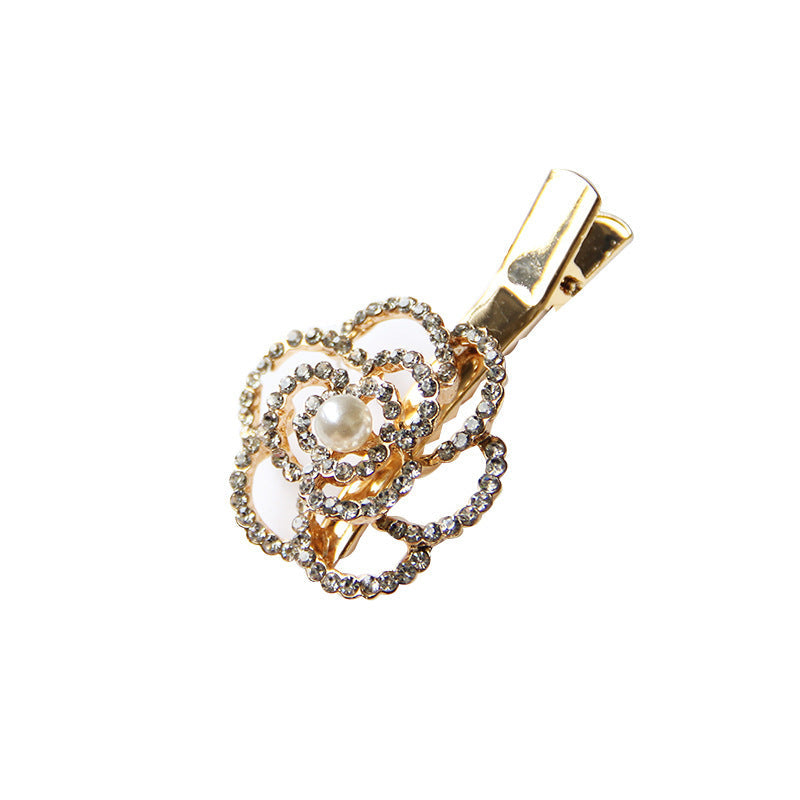 JMT-766794 Elegant Pearl Flower Hairpin for Women - Korean Style Alloy Side Clip Accessory
