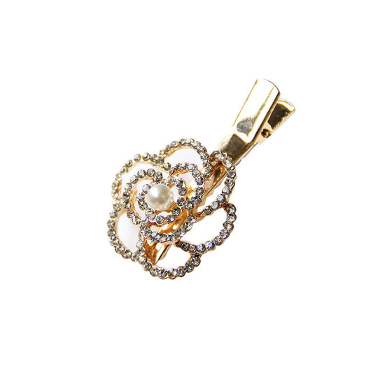 JMT-766794 Elegant Pearl Flower Hairpin for Women - Korean Style Alloy Side Clip Accessory
