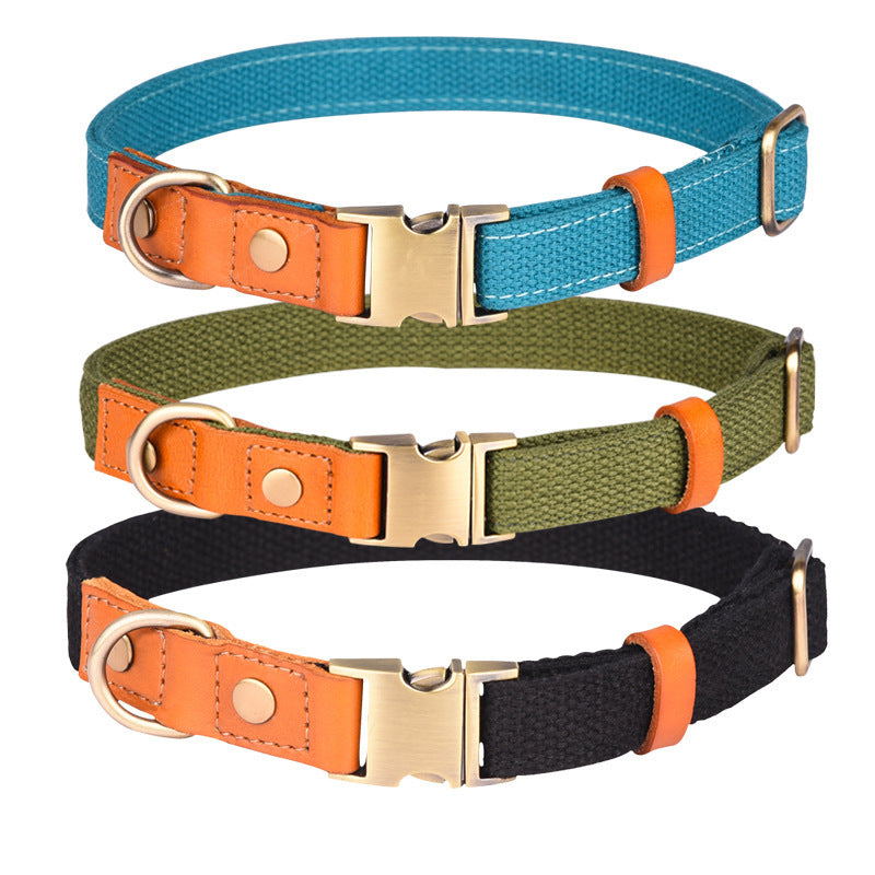 JMT-766922 First Layer Cowhide Dog Collar with Adjustable Drawstring - Available in Multiple Colors