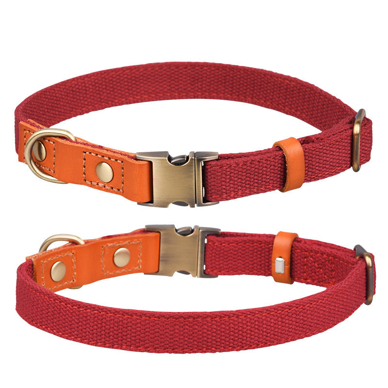 JMT-766922 First Layer Cowhide Dog Collar with Adjustable Drawstring - Available in Multiple Colors
