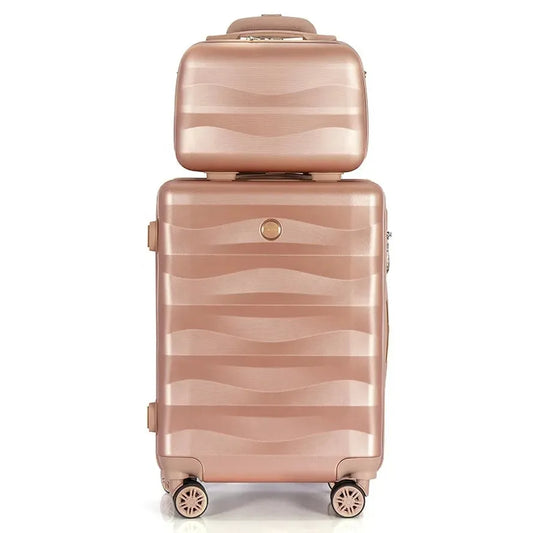 JMT-766986 Pink Hard Shell Trolley Luggage Set - 2-Piece Travel Bag Collection for Ladies