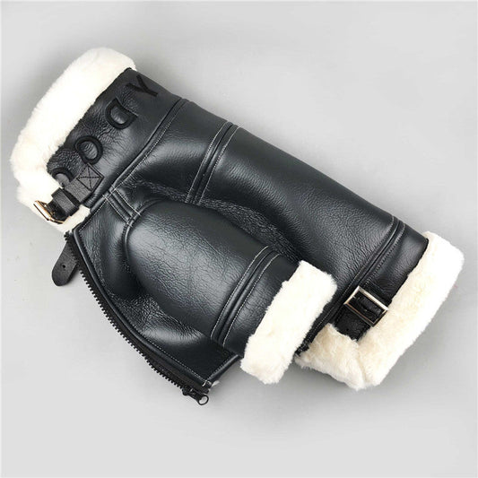 JMT-767050 Cozy Velvet Lined PU Leather Dog Jacket for Cooler Weather
