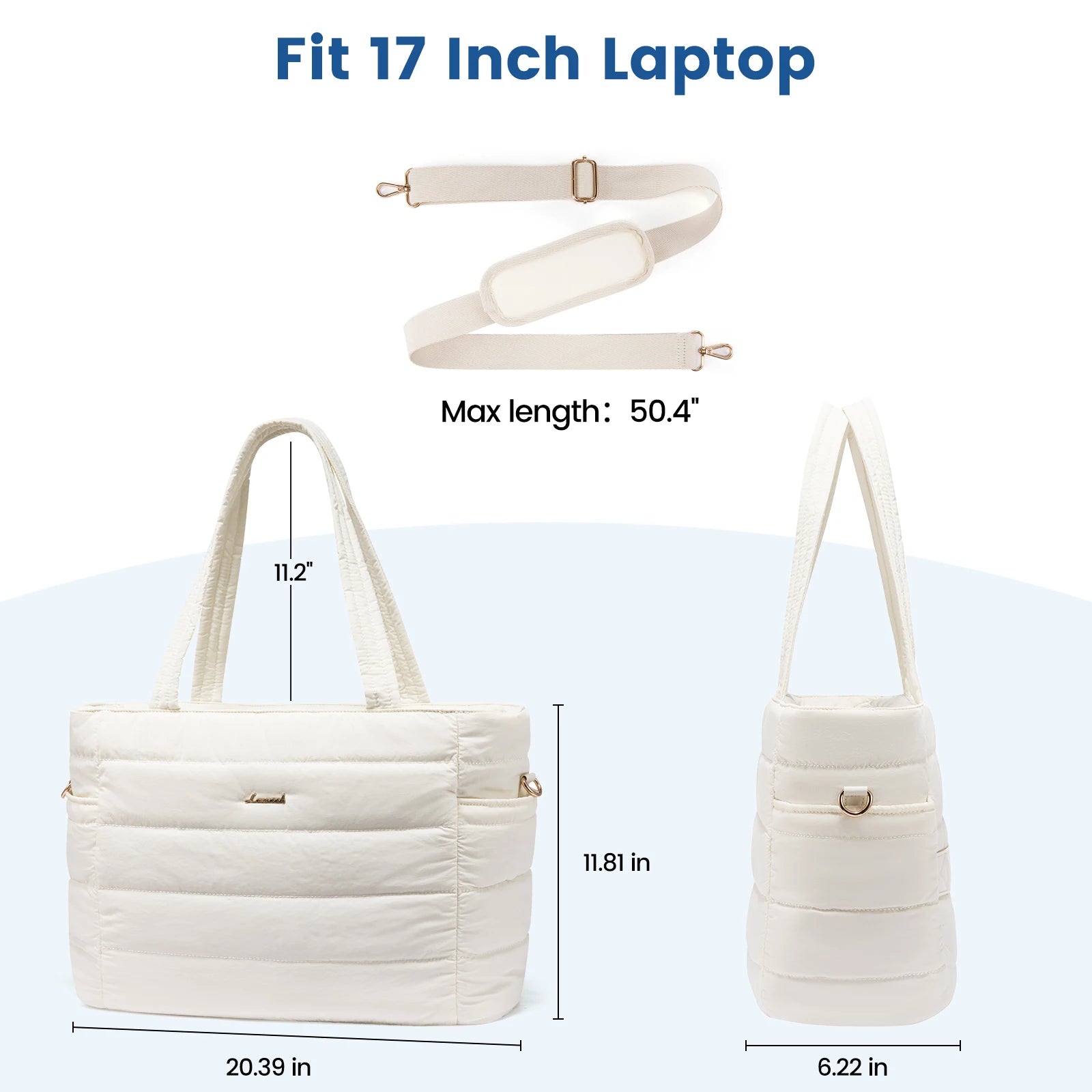 JMT-767242 Lightweight Quilted Puffer Tote Bag for Women - 15.6-Inch Laptop Shoulder Bag for Work, Teachers, and Nurses