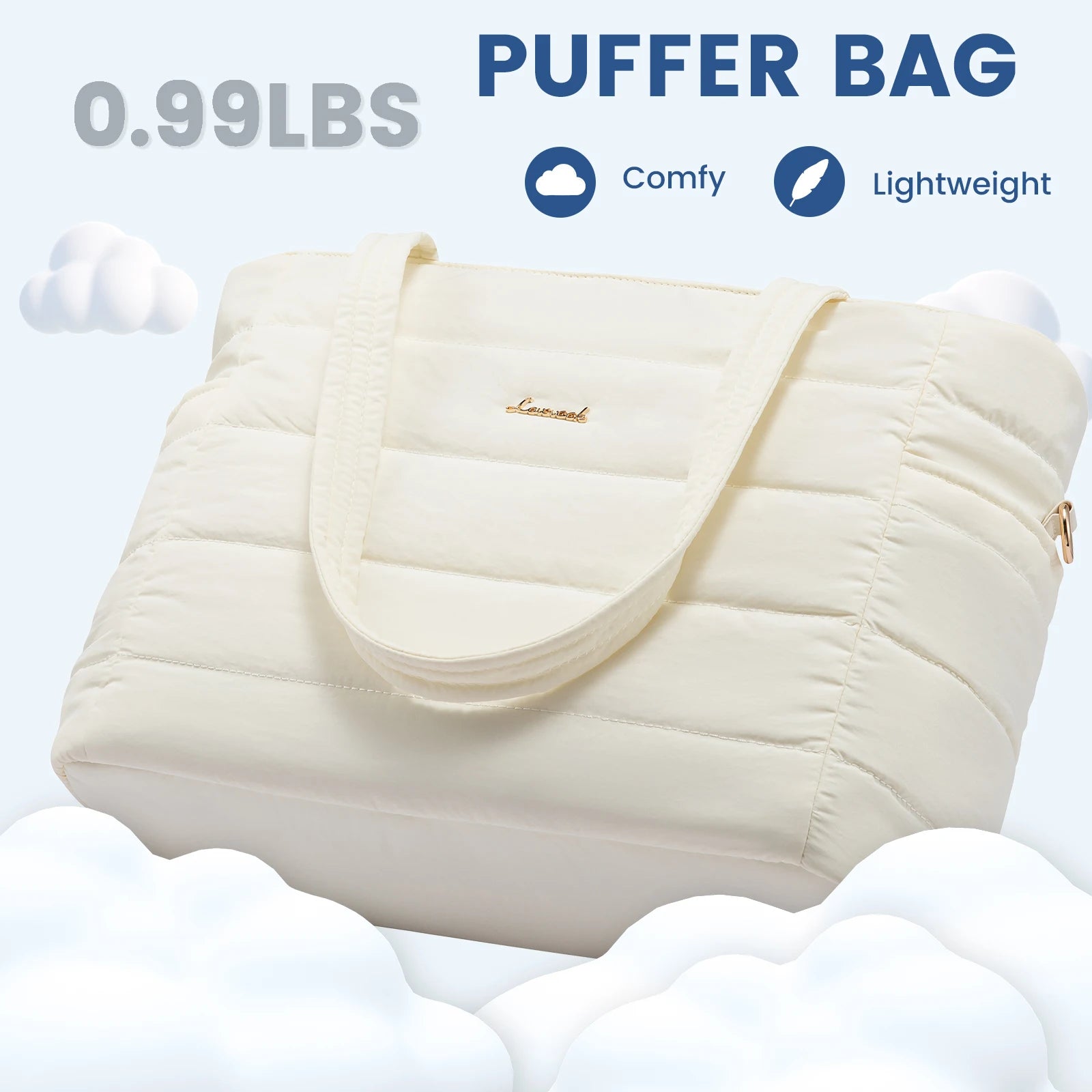 JMT-767242 Lightweight Quilted Puffer Tote Bag for Women - 15.6-Inch Laptop Shoulder Bag for Work, Teachers, and Nurses