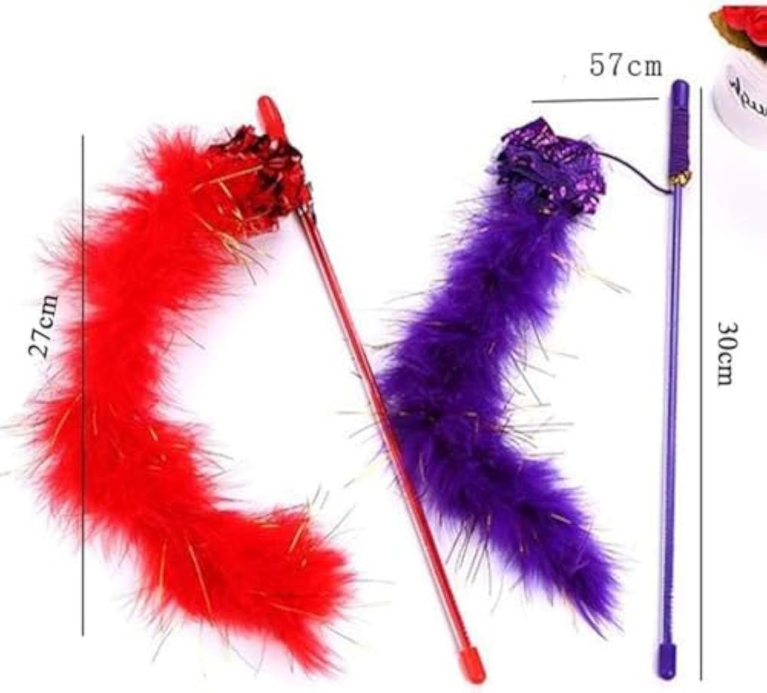 JMT-767562 Interactive Feather Teaser Wand with Crinkle Ball for Indoor Cat Play and Exercise