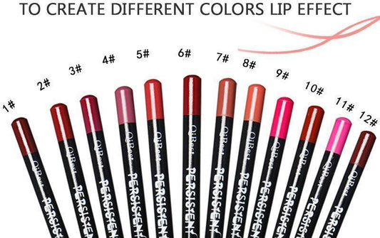 JMT-767690 12-Color Waterproof Lip Liner Pencil Set for Long-Lasting Makeup