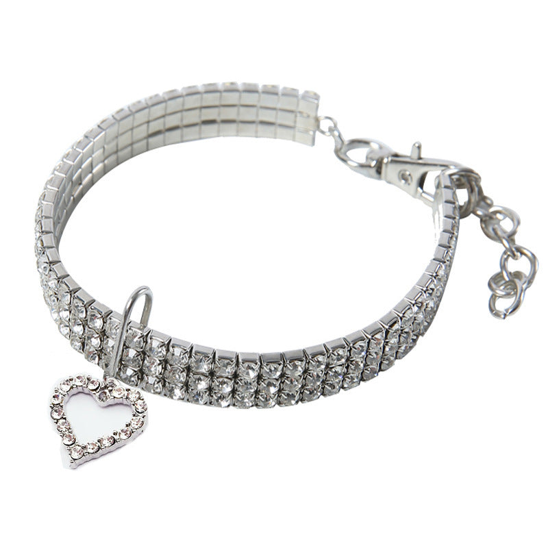 JMT-768074 Heart-Shaped Metal Pet Necklace for All Seasons - Adjustable Sizes Available
